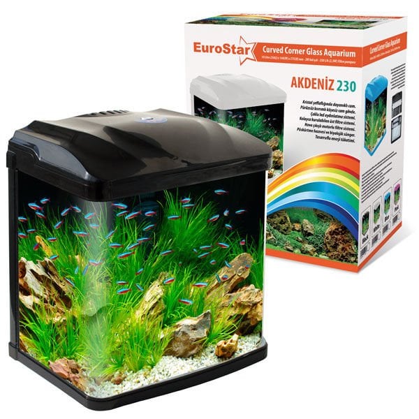 Euro Star Akdeniz Akvaryum Siyah Led 2W 23x16x27.5 Cm