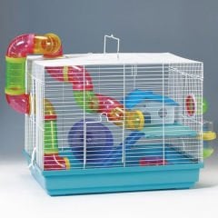 Euro Gold Hamster Kafesi Beyaz/Turkuaz 47x30x27 Cm