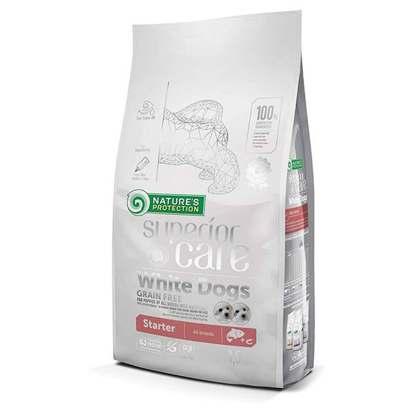 Natures Protection Beyaz Tüylü Starter Somonlu Yavru Köpek Maması 1.5 Kg