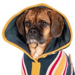 Ruff & Tumble Çizgi Desenli Süper Emici Pamuklu Köpek Bornozu Plaj Small 28-35 Cm