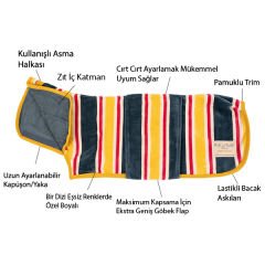 Ruff & Tumble Çizgi Desenli Süper Emici Pamuklu Köpek Bornozu Plaj Small 28-35 Cm