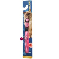 Eurocat Ekose Desenli Kedi Boyun Tasması Pembe 10 Mm 28 Cm