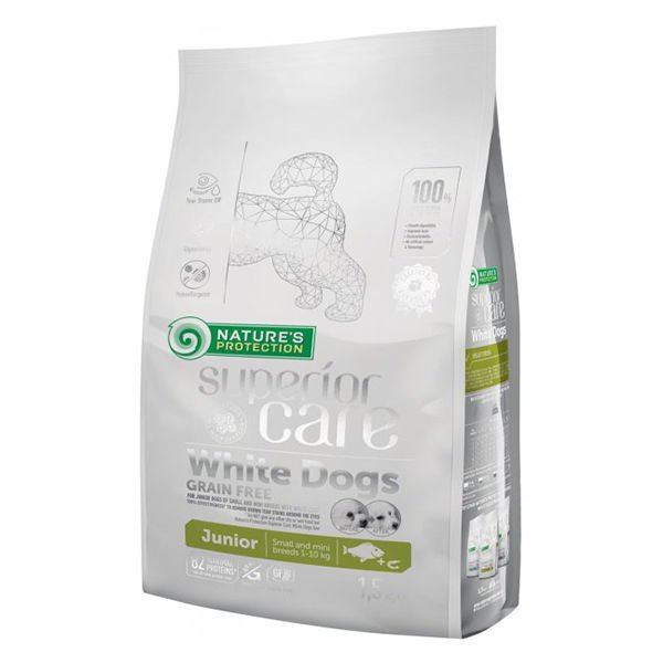 Natures Protection Balıklı Beyaz Tüylü Küçük Irk Yavru Köpek Maması 1.5 Kg