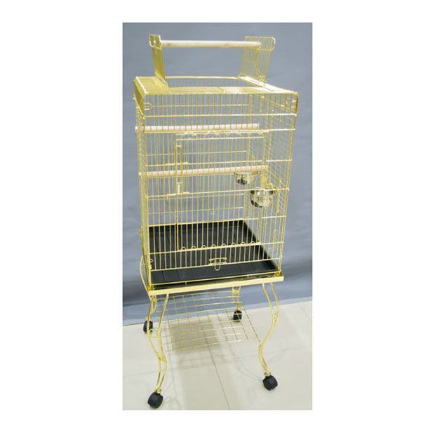 Qh Pet Cage Açılır Çatılı Sehpalı Papağan Kafesi Sarı 51x51x129 Cm