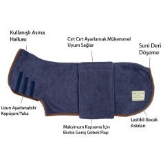 Ruff & Tumble Süper Emici Pamuklu Köpek Bornozu Gece Mavisi Medium 41-49 Cm