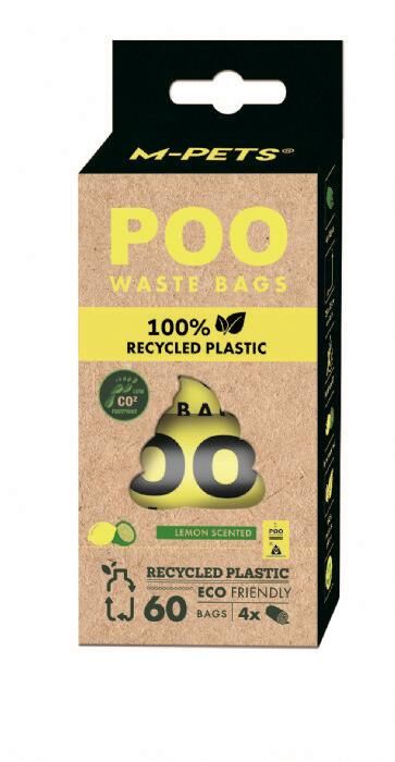 M-Pets Poo %100 Recycled Dışkı Poşeti Limon Kokulu 4x15 Yaprak