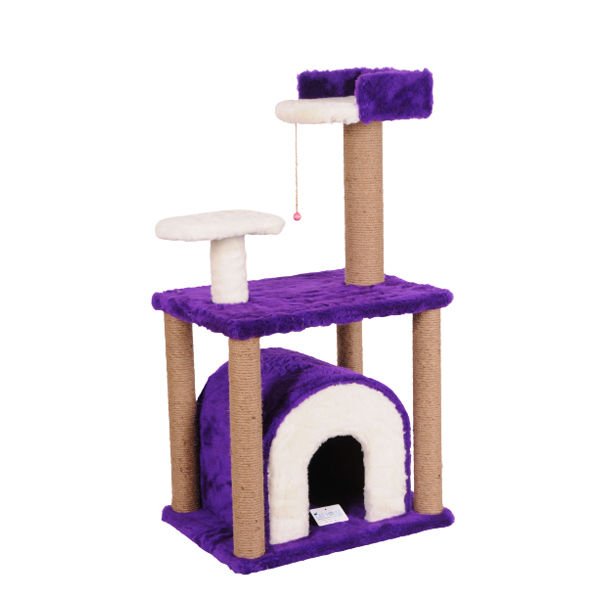 Cat Hause S01 Yuvalı Kedi Tırmalama Evi Mor 105 Cm