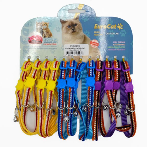 Eurocat Desenli Kedi Boyun Tasması Yaldız Mavi 12 Adet 10 Mm 28 Cm