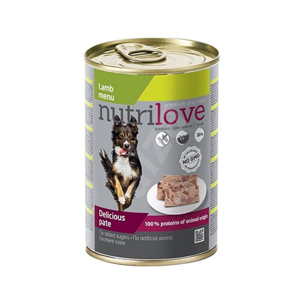 Nutrilove Kuzu Etli Pate Ezme Yetişkin Köpek Konservesi 400 gr