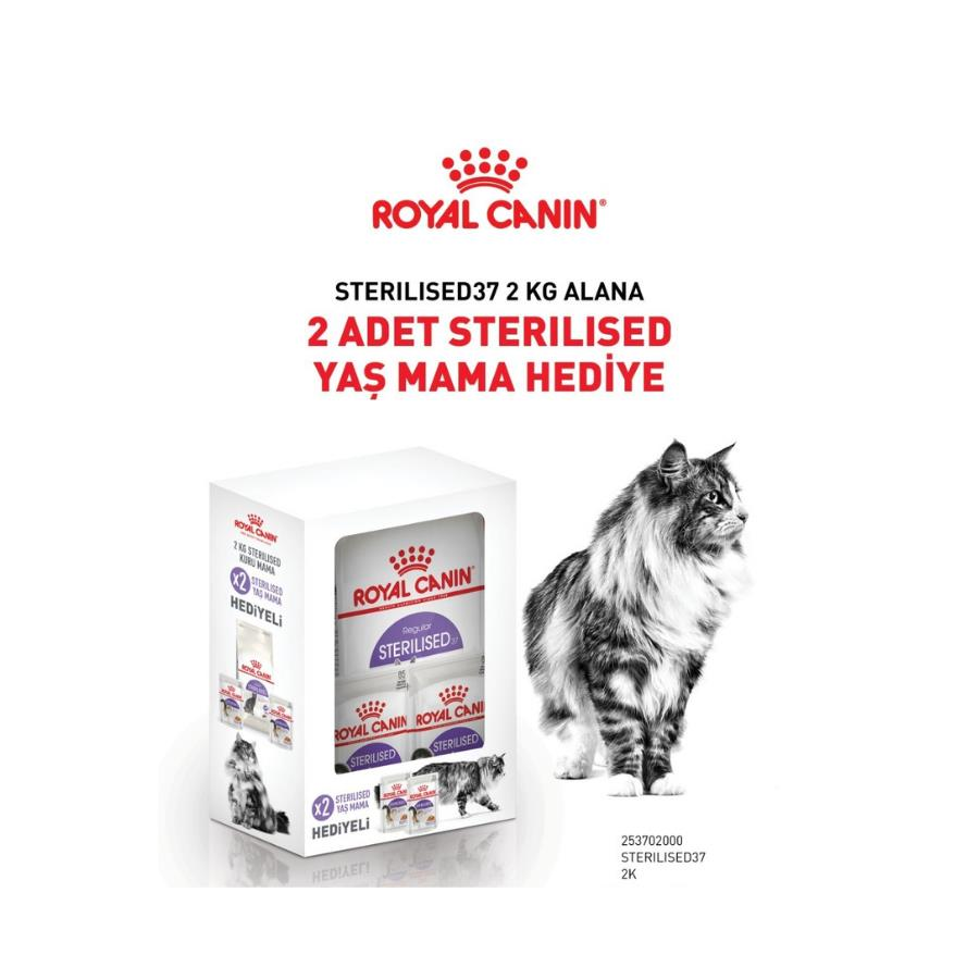 Royal Canin Sterilised Bundle 37 Kısırlaştırılmış Yetişkin Kedi Maması 2 Kg + 2 Adet Sterilised Yaş Mama 85 Gr