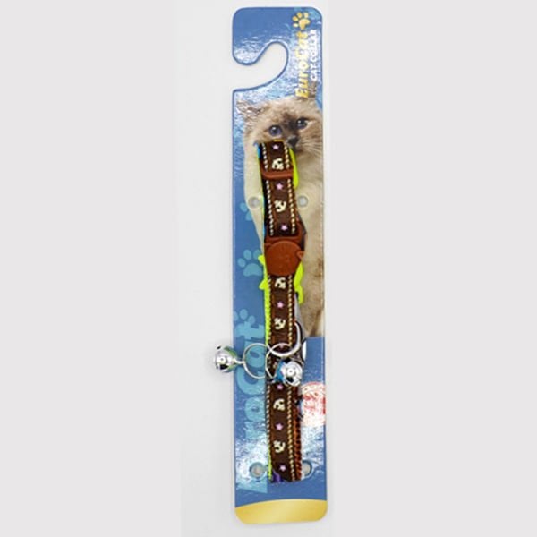 Eurocat Çapa Desenli Kedi Boyun Tasması Kahverengi 10 Mm 28 Cm