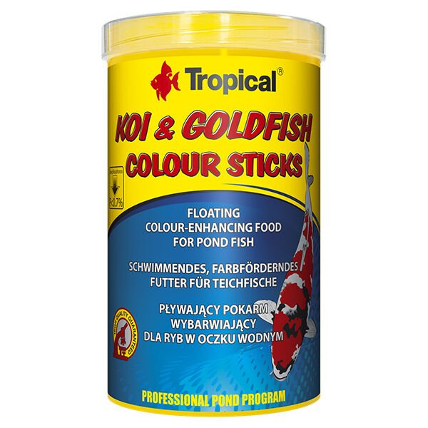 Tropical Koi Goldfish Colour Sticks Havuz Balıkları için Renklendirici Temel Balık Yemi 1000 Ml 80 Gr