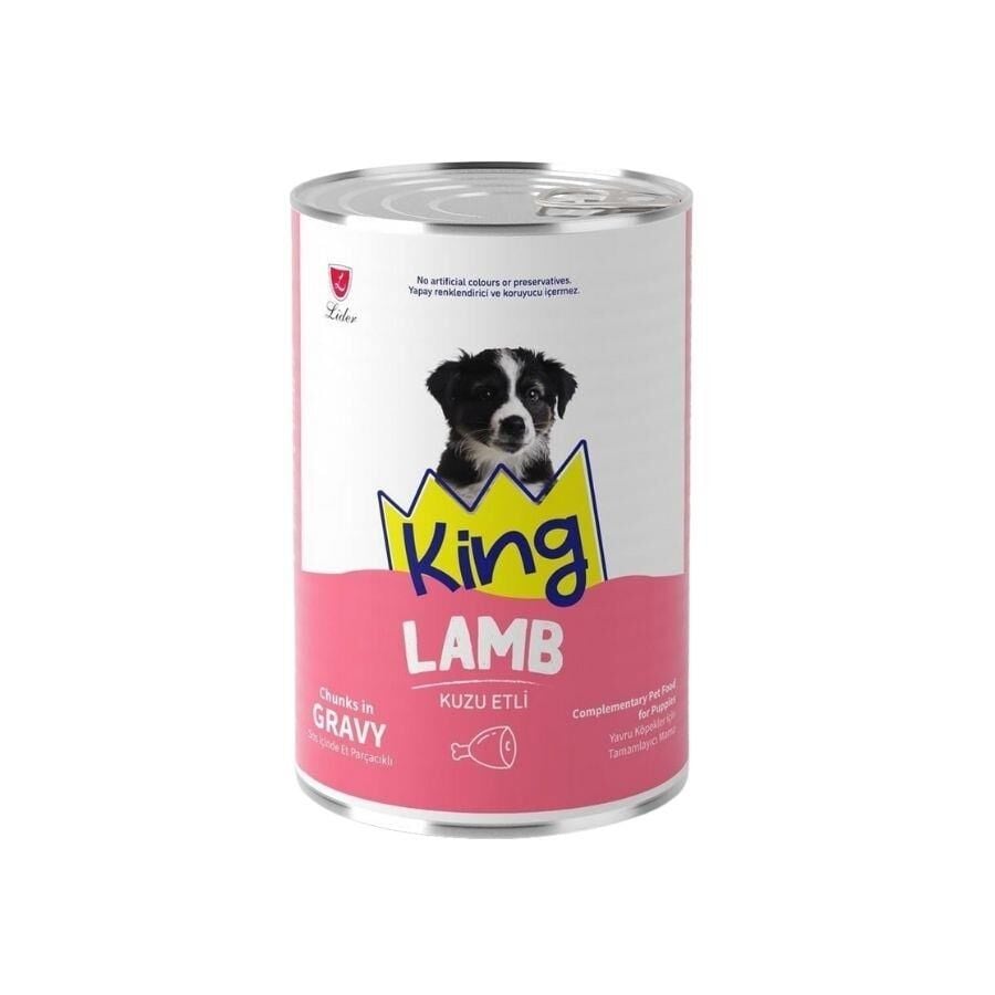 King Sos İçinde Et Parçacıklı Kuzu Etli Yavru Köpek Konservesi 400 gr