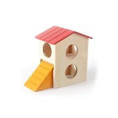 Carno Kemirgen İki Katlı Hamster Evi Ahşap 16x11x14.5 Cm