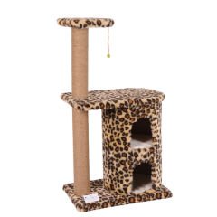 Cat Hause S03 İki Yuvalı Kedi Tırmalama Evi Leopar 103 Cm