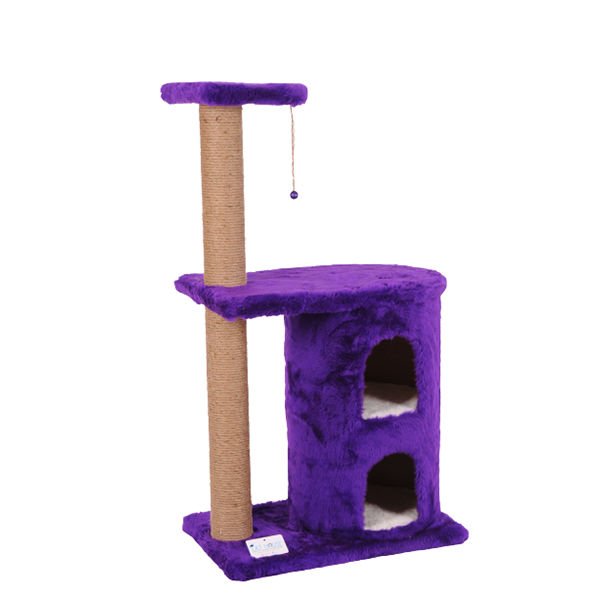 Cat Hause S03 İki Yuvalı Kedi Tırmalama Evi Mor 103 Cm