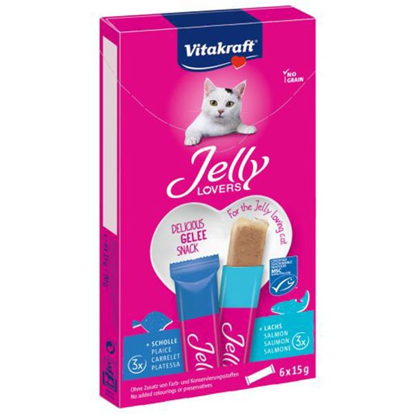 Vitakraft Lovers Jöleli Somon ve Pisi Balıklı Kedi Ödül Maması 6x15 Gr