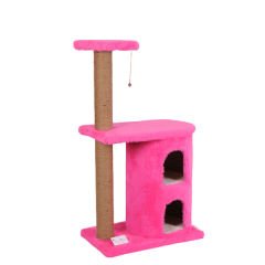 Cat Hause S03 İki Yuvalı Kedi Tırmalama Evi Pembe 103 Cm
