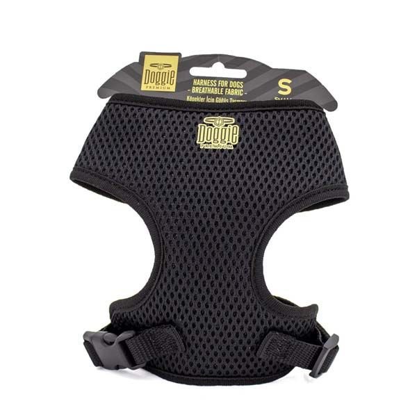 Doggie Havalı Dokuma Küçük Irk Köpek Göğüs Tasması Small Siyah 1,5x25-35 Cm