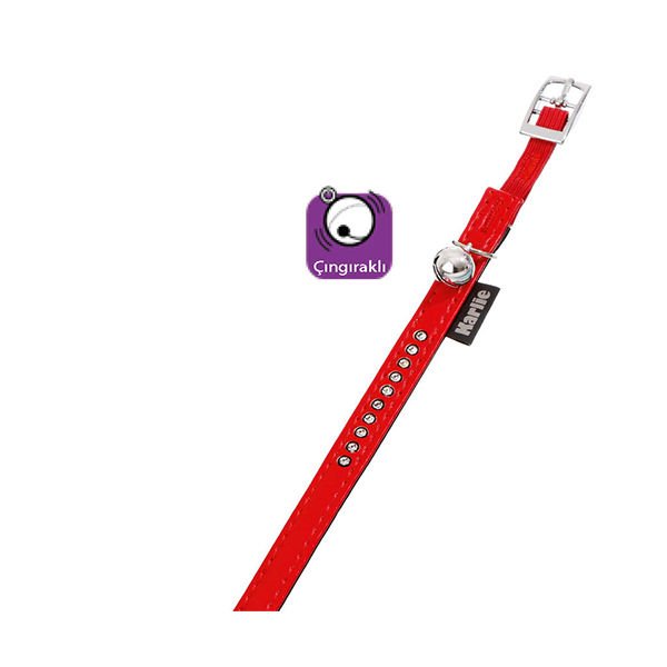 Karlie Deri Taşlı Kedi Boyun Tasması Xsmall Kırmızı 11 Mm 30 Cm