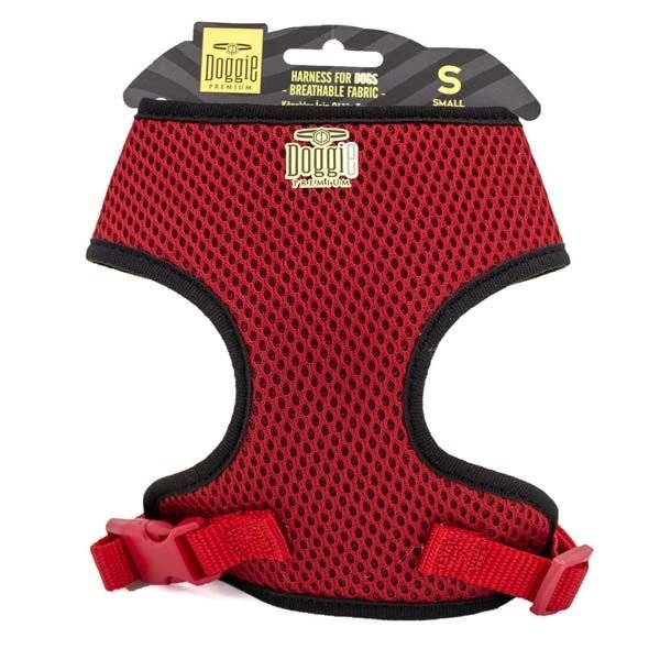 Doggie Havalı Dokuma Küçük Irk Köpek Göğüs Tasması Small Kırmızı 1.5x25-35 Cm