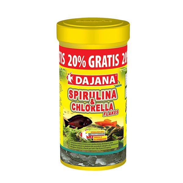 Dajana Spirulina ve Chlorella Flakes Akvaryum Balık Yemi 250+50 Ml 60 Gr