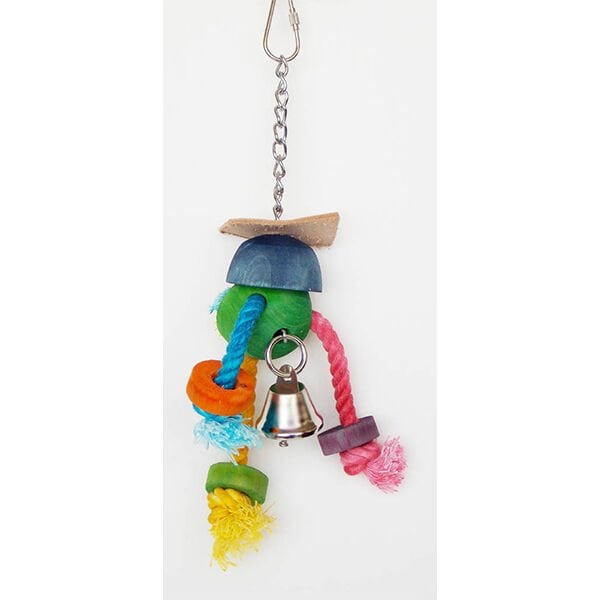 Eastland Stres ipli ve Ahşap Aksesuarlı Papağan Kuş Oyuncağı 18 Cm