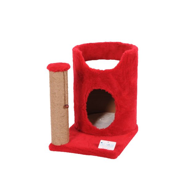Cat Hause S04 Oval Yuvalı Kedi Tırmalama Evi Kırmızı 47 Cm