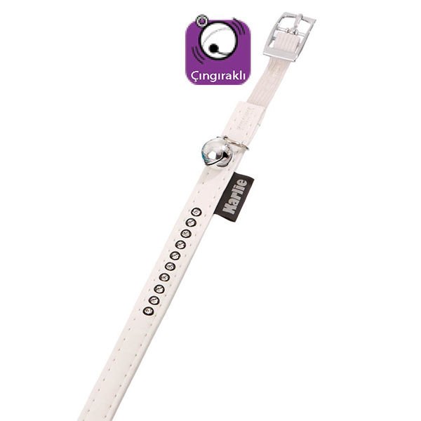 Karlie Deri Taşlı Kedi Boyun Tasması Xsmall Beyaz 11 Mm 30 Cm
