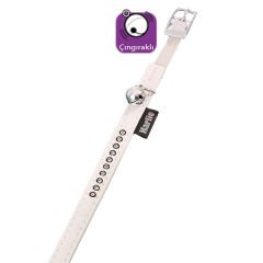 Karlie Deri Taşlı Kedi Boyun Tasması Xsmall Beyaz 11 Mm 30 Cm