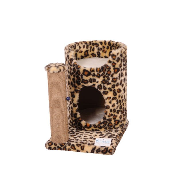 Cat Hause S04 Oval Yuvalı Kedi Tırmalama Evi Leopar 47 Cm