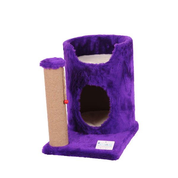Cat Hause S04 Oval Yuvalı Kedi Tırmalama Evi Mor 47 Cm