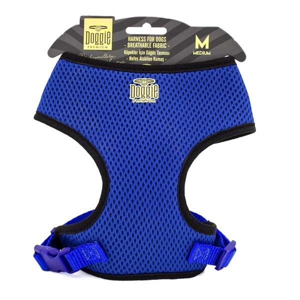 Doggie Havalı Dokuma Küçük Irk Köpek Göğüs Tasması Medium Mavi 1,5x35-45 Cm