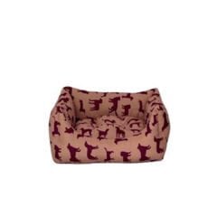 Pet Comfort Uniform Kedi ve Köpek Yatağı Bej/Bordo Small 40x50 Cm