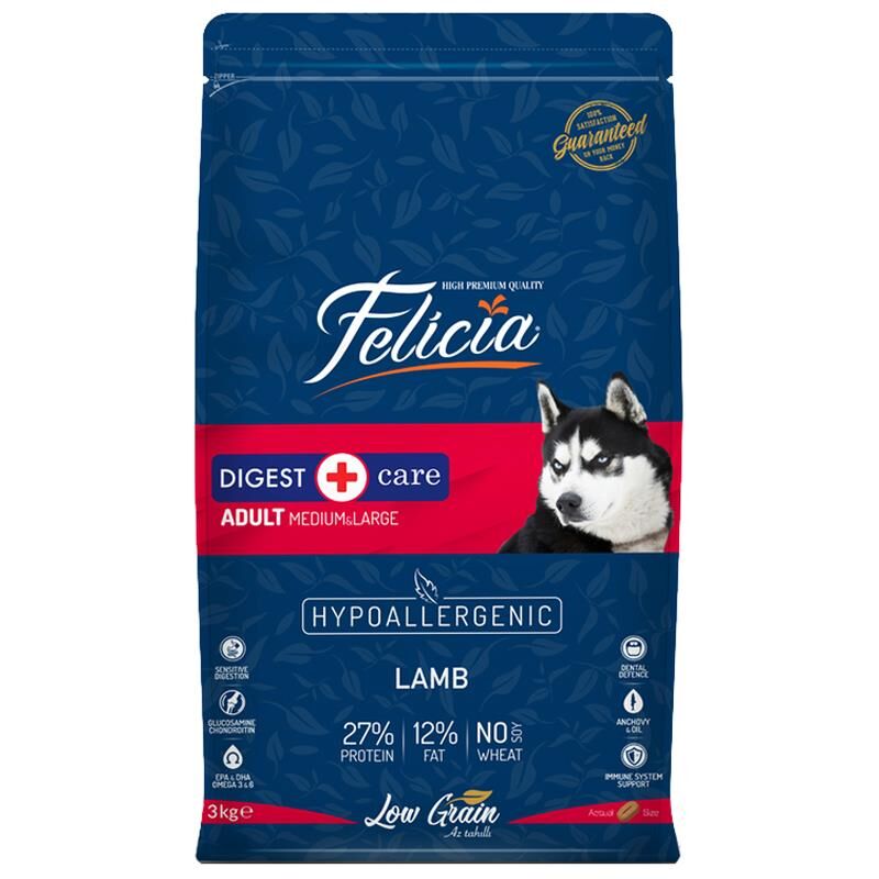 Felicia Kuzulu Pirinçli Yetişkin Düşük Tahıllı Hipoalerjenik Köpek Maması 3 kg