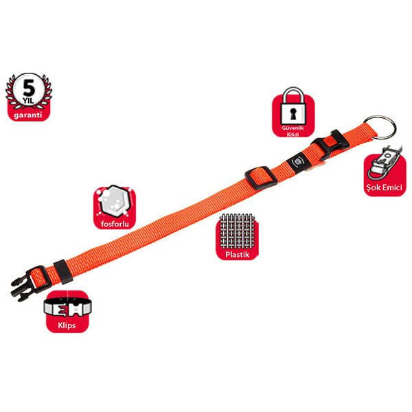 Karlie Kilitli Köpek Boyun Tasması Large Turuncu 25 Mm 45-65 Cm