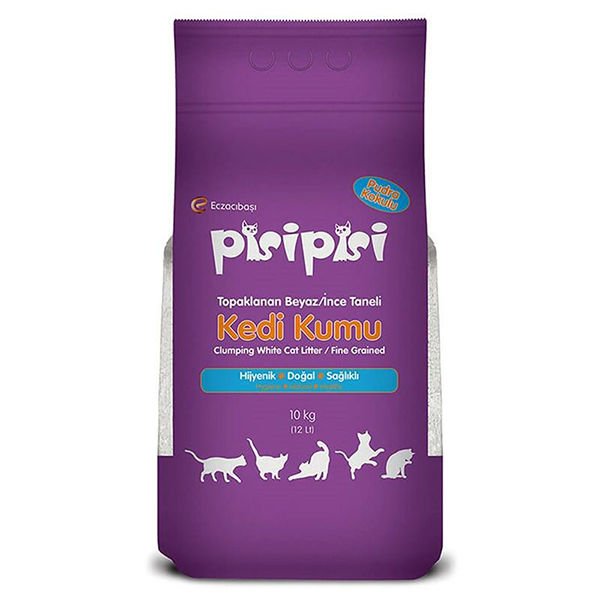 Pisi Pisi Bebek Pudralı Topaklanan Bentonit Kedi Kumu İnce 10 Kg
