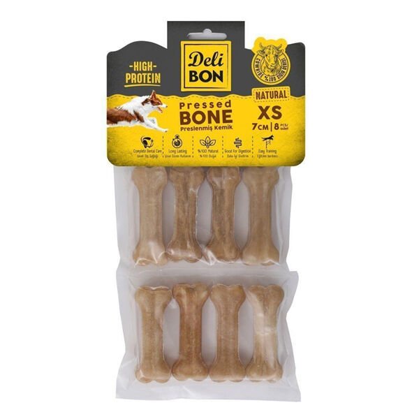 Delibon Deri Press Köpek Kemik Ödülü Naturel Xsmall 7 Cm 8 Adet