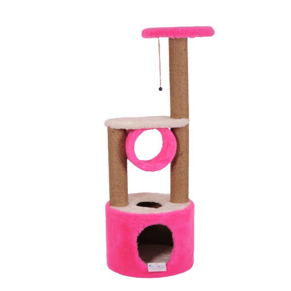 Cat Hause S05 Yuvalı Katlı Kedi Tırmalama Evi Pembe 112 Cm