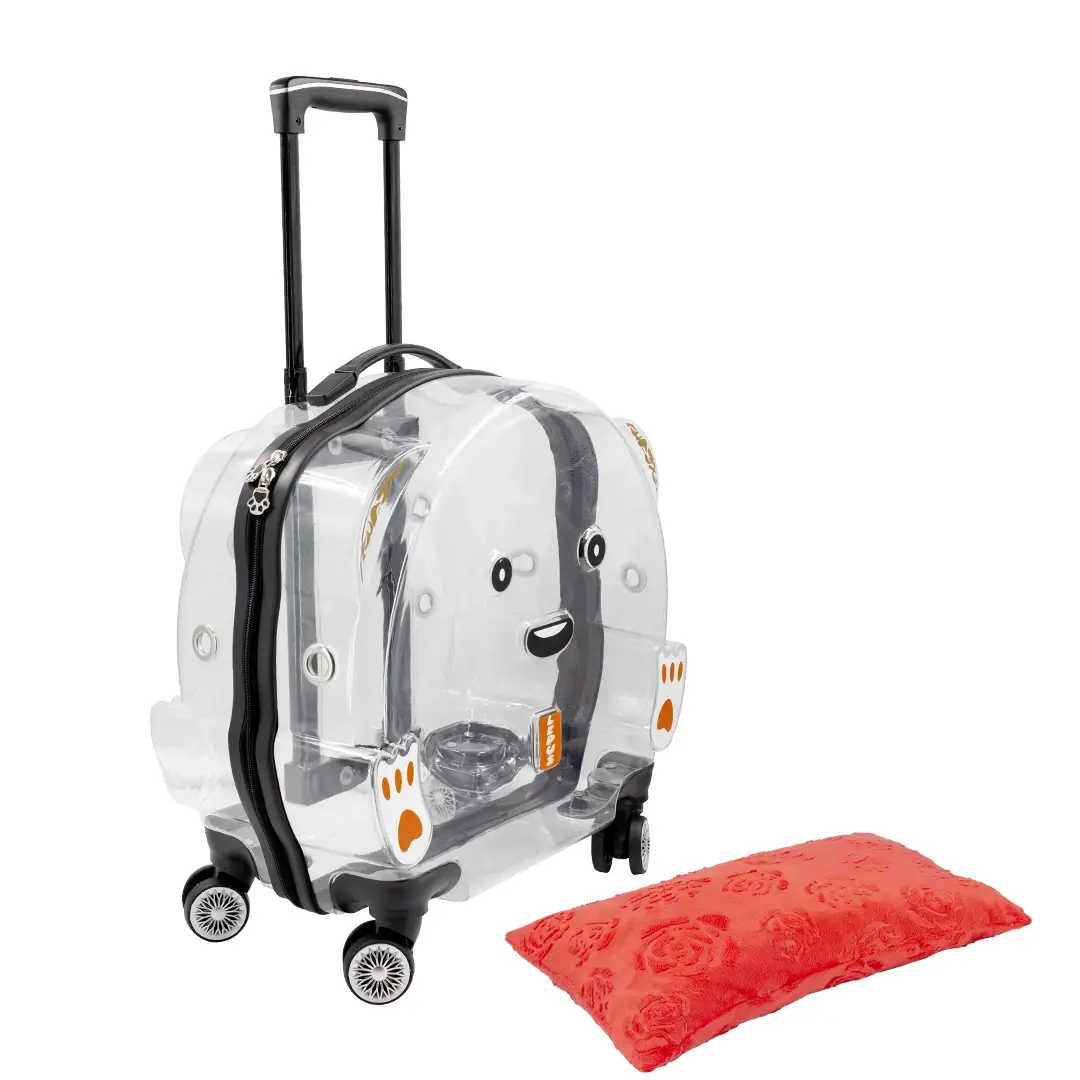 Lepus Wheel Bag Tekerlekli Kedi ve Köpek Taşıma Çantası Şeffaf 42x44x23 Cm