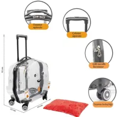 Lepus Wheel Bag Tekerlekli Kedi ve Köpek Taşıma Çantası Siyah 42x44x23 Cm