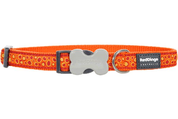 Red Dingo Bedrock Desenli Köpek Boyun Tasması Turuncu 25 Mm