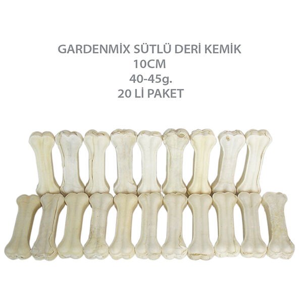 Garden Mix Sütlü Deri Kemik Köpek Ödülü 10 Cm 40-45 Gr 20 Adet