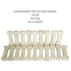 Garden Mix Sütlü Deri Kemik Köpek Ödülü 10 Cm 40-45 Gr 20 Adet