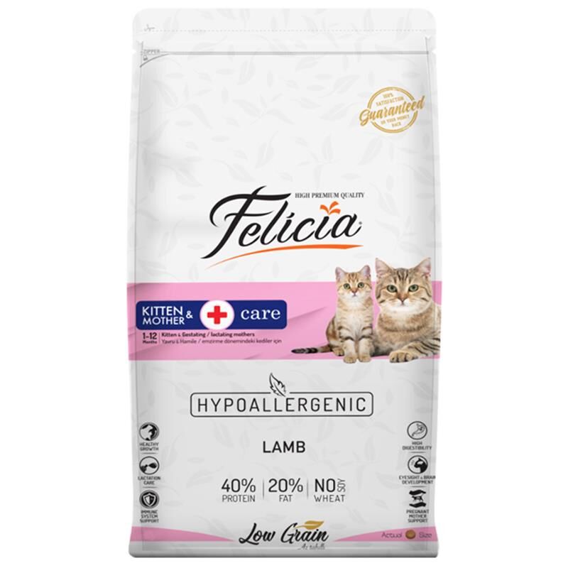 Felicia Kuzu Etli Düşük Tahıllı Yavru ve Hamile Kedi Maması 12 kg