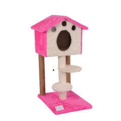Cat Hause S06 Basamaklı Yuvalı Kedi Tırmalama Evi Pembe 98 Cm