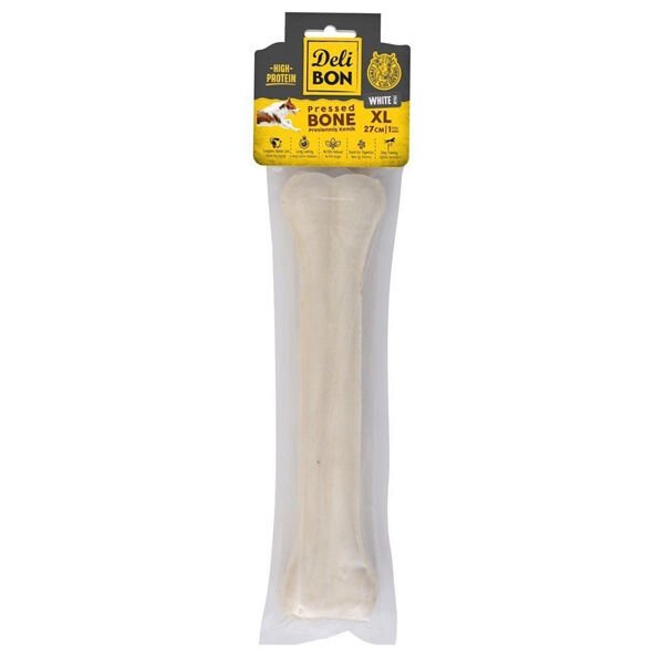 Delibon Deri Press Köpek Kemik Ödülü Beyaz Medium 27 Cm 1 Adet
