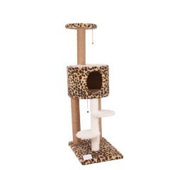 Cat Hause S07 İki Katlı Basamaklı Yuvalı Kedi Tırmalama Evi Leopar 128 Cm