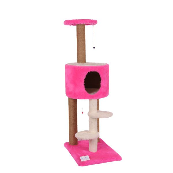 Cat Hause S07 İki Katlı Basamaklı Yuvalı Kedi Tırmalama Evi Pembe 128 Cm