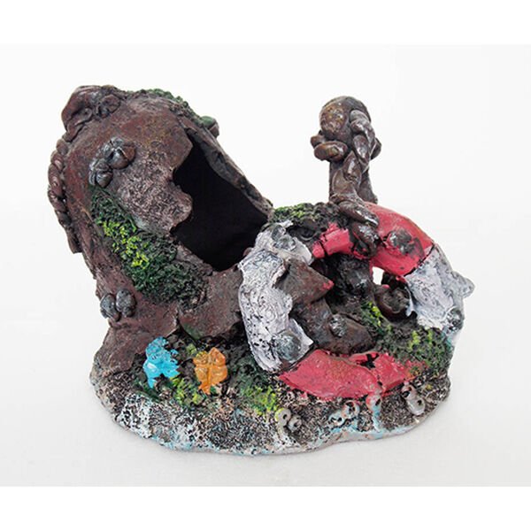 Dophin King Akvaryum Dekoru Batık Çan 15.5x12x11 Cm